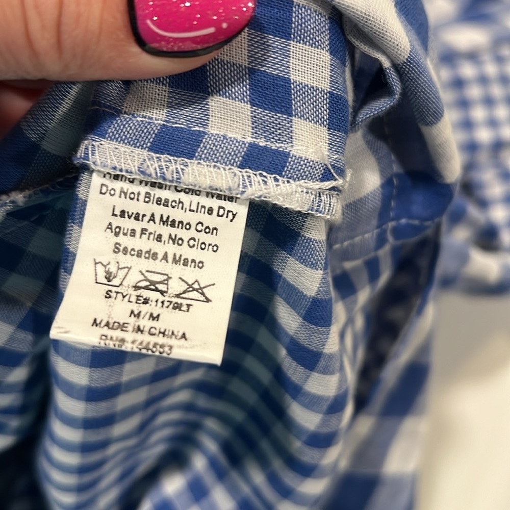 Lac‎ Bleu - boutique, white and blue plaid checkered tunic - Picture 5 of 7